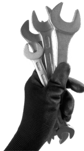 Wrenches and a work glove