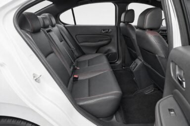 Rear passenger seats of the Honda City, showing the legroom and upholstery