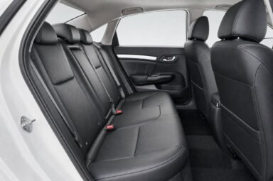 Rear passenger seats of the Honda Civic, showing the legroom and upholstery