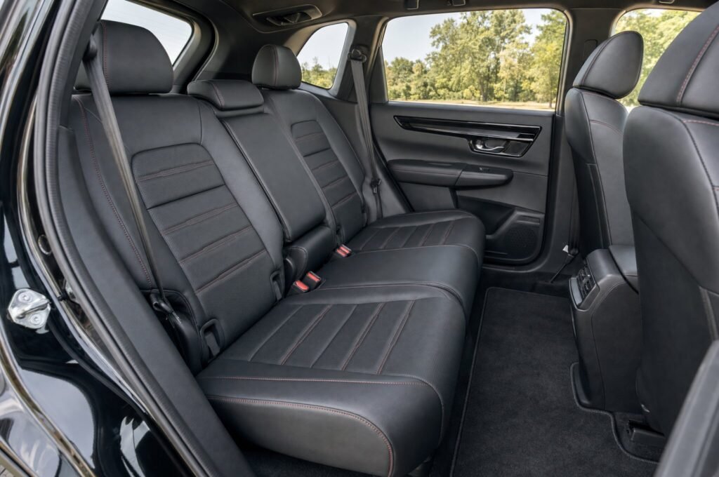 Rear passenger seats of the Honda CR-V, showing the legroom and upholstery