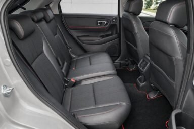 Rear passenger seats of the Honda HR-V, showing the legroom and upholstery