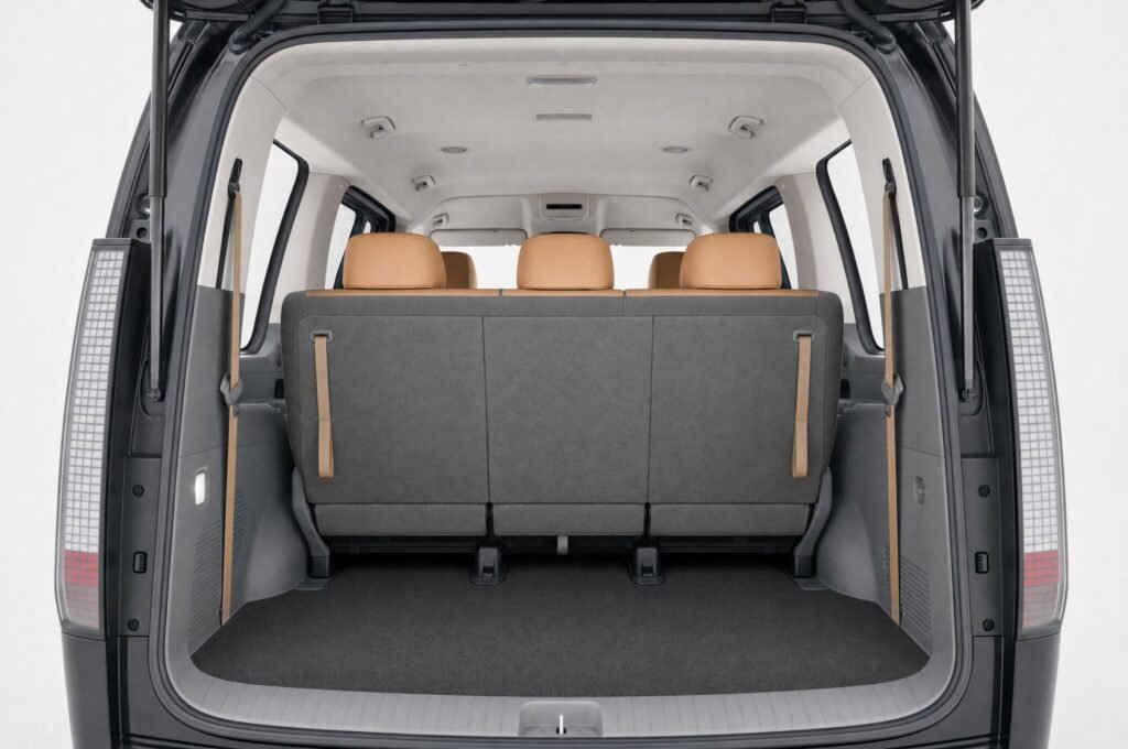 Open boot of the Hyundai Staria, showing the luggage compartment