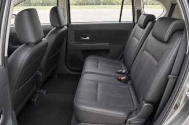 Rear passenger seats of the Perodua Alza (SE), showing the legroom and upholstery