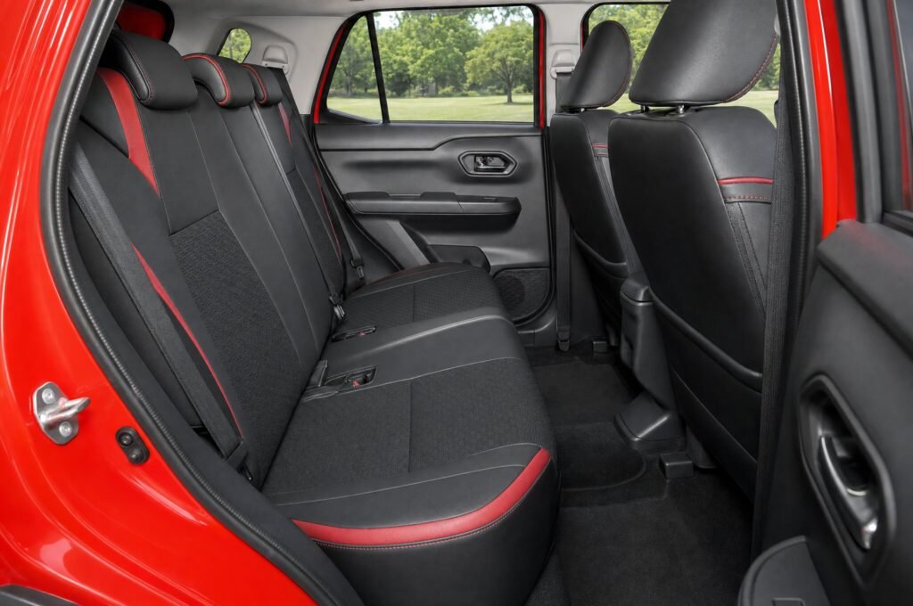 Rear passenger seats of the Perodua Ativa, showing the legroom and upholstery