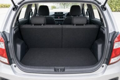 Open boot of the Perodua Axia (Facelift), showing the luggage compartment