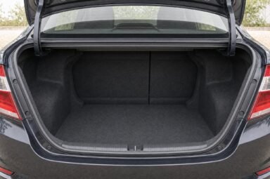 Open boot of the Perodua Bezza, showing the luggage compartment