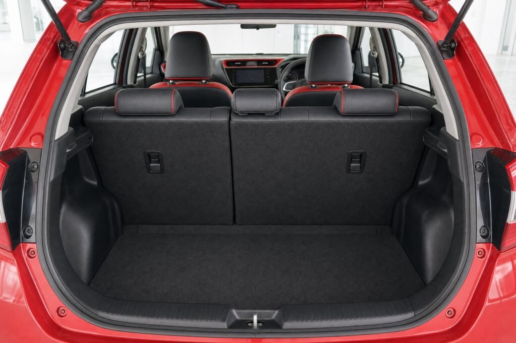Open boot of the Perodua Myvi, showing the luggage compartment