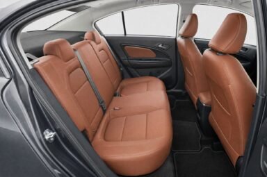 Rear passenger seats of the Proton Persona, showing the legroom and upholstery