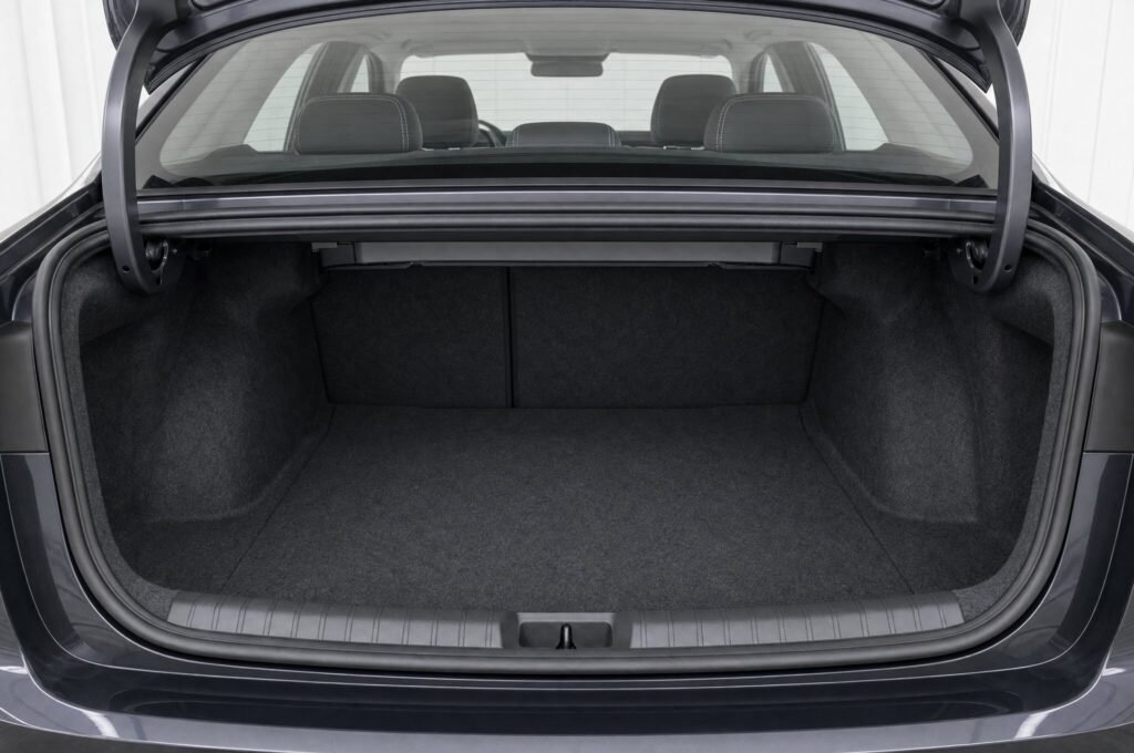 Open boot of the Proton S70, showing the luggage compartment