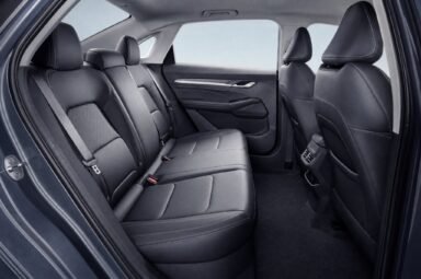 Rear passenger seats of the Proton S70, showing the legroom and upholstery