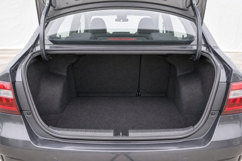 Open boot of the Proton Saga, showing the luggage compartment
