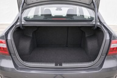 Open boot of the Proton Saga, showing the luggage compartment
