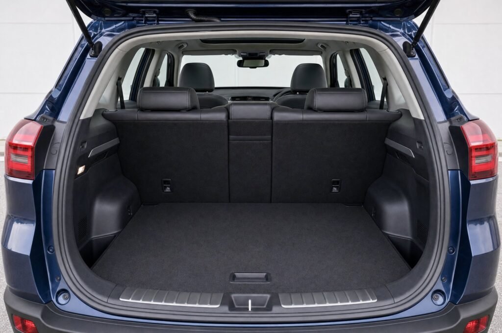 Open boot of the Proton X70, showing the luggage compartment
