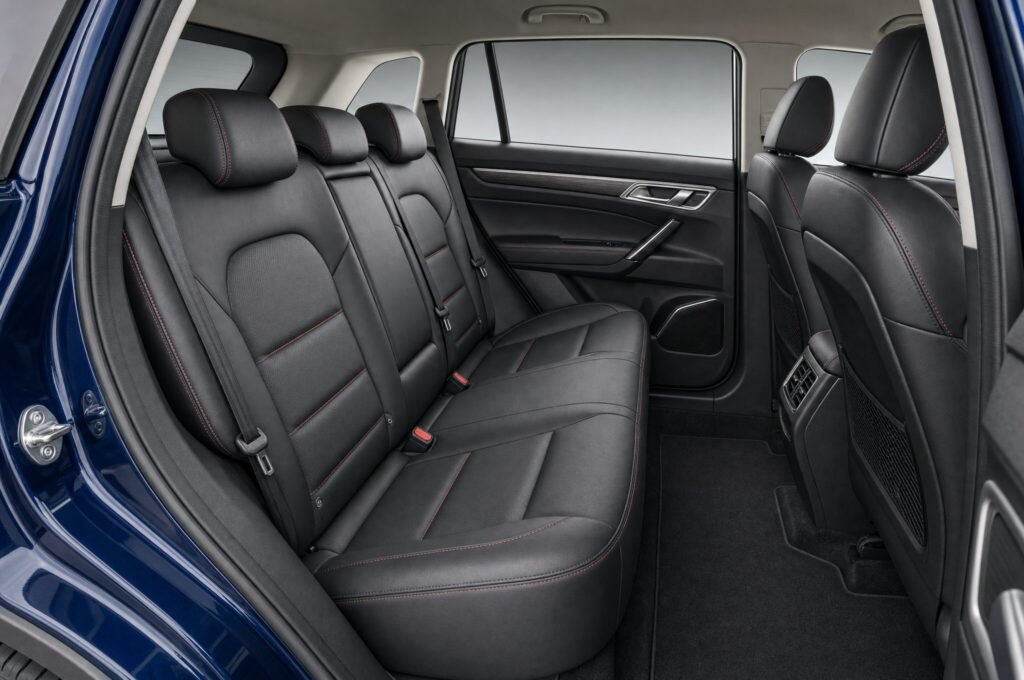Rear passenger seats of the Proton X70, showing the legroom and upholstery