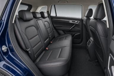 Rear passenger seats of the Proton X70, showing the legroom and upholstery