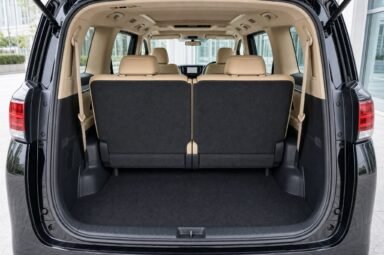 Open boot of the Toyota Alphard (AGH30), showing the luggage compartment