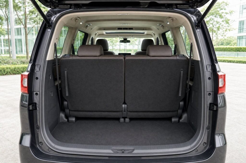 Open boot of the Toyota Alphard (AGH40), showing the luggage compartment
