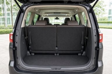 Open boot of the Toyota Alphard (AGH40), showing the luggage compartment