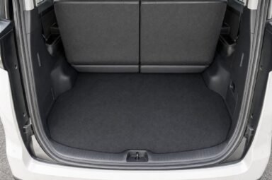 Open boot of the Toyota Vellfire (AGH30), showing the luggage compartment
