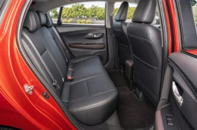 Rear passenger seats of the Toyota Vios, showing the legroom and upholstery